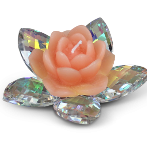 CANDELINA A FORMA DI ROSA SU CRISTALLO. CANDLE ROSE. 22.121.PESCA