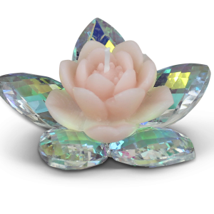 CANDELINA A FORMA DI ROSA SU CRISTALLO. CANDLE ROSE. 22.123.ROSA