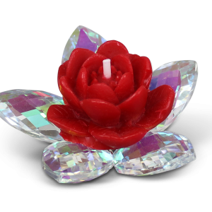 CANDELINA A FORMA DI ROSA SU CRISTALLO. CANDLE ROSE. 22.124.ROSSO