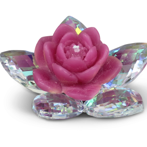 CANDELINA A FORMA DI ROSA SU CRISTALLO. CANDLE ROSE. 22.126.FUCSIA