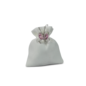 FARFALLINA IN CRISTALLO CON OTTAGONI COLORATI. CALAMITA. 1959.ROSA