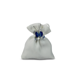 FARFALLINA IN CRISTALLO CON OTTAGONI COLORATI. CALAMITA. 1959.BLU